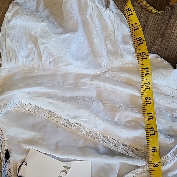 ZARA WHITE COTTON DRESS WITH EMBROIDERED LACE TRIMS SIZE small - Picture 6 of 8